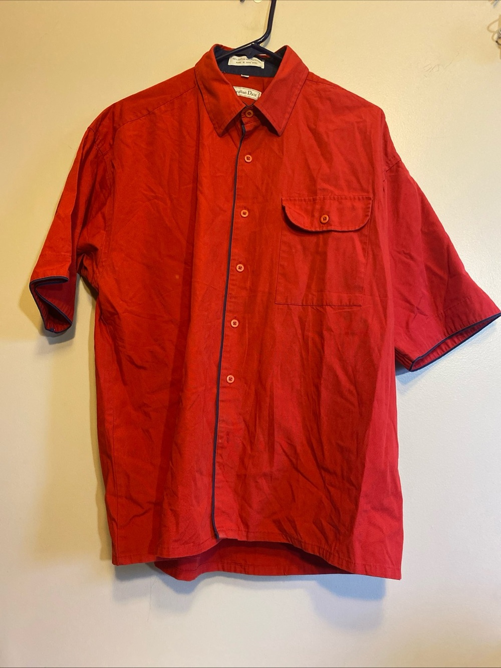 Vintage Christian Dior Men’s Red Short‎ Sleeve Button Down Short Hong Kong